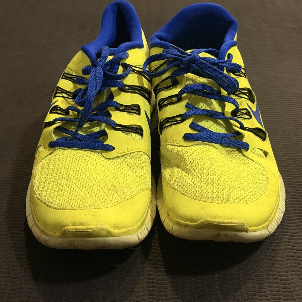 Nike Free 5.0 Running Shoes Neon Volt Yellow Hyper Blue US Men's 14